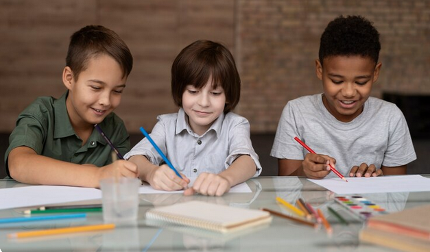 Kids studying